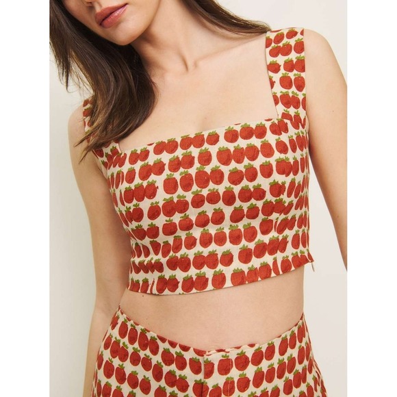 Reformation Tops - NWT Reformation Jasmine Linen Crop Top Fresh Tomato 4